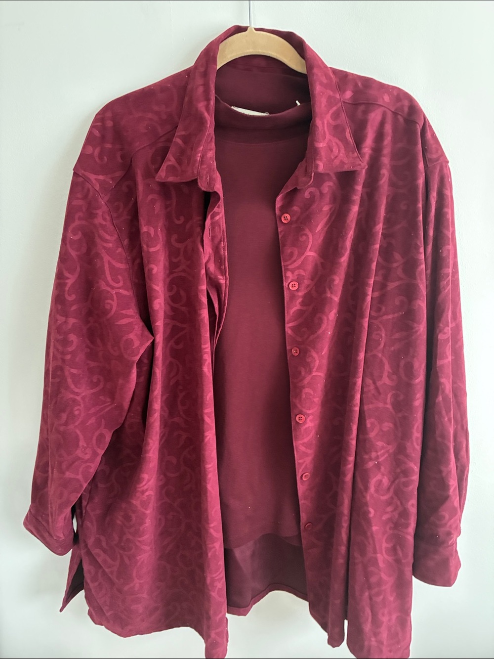 Lord & Taylor Burgundy Button-Down Women's Shirt